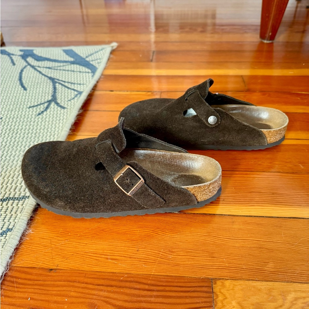 Birkenstock Chocolate Suede Boston Clogs